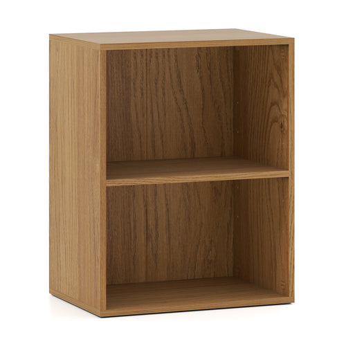 2-Cube Bookcase Floor Standing Open Bookshelf with 5-Position Adjustable Shelf, Natural