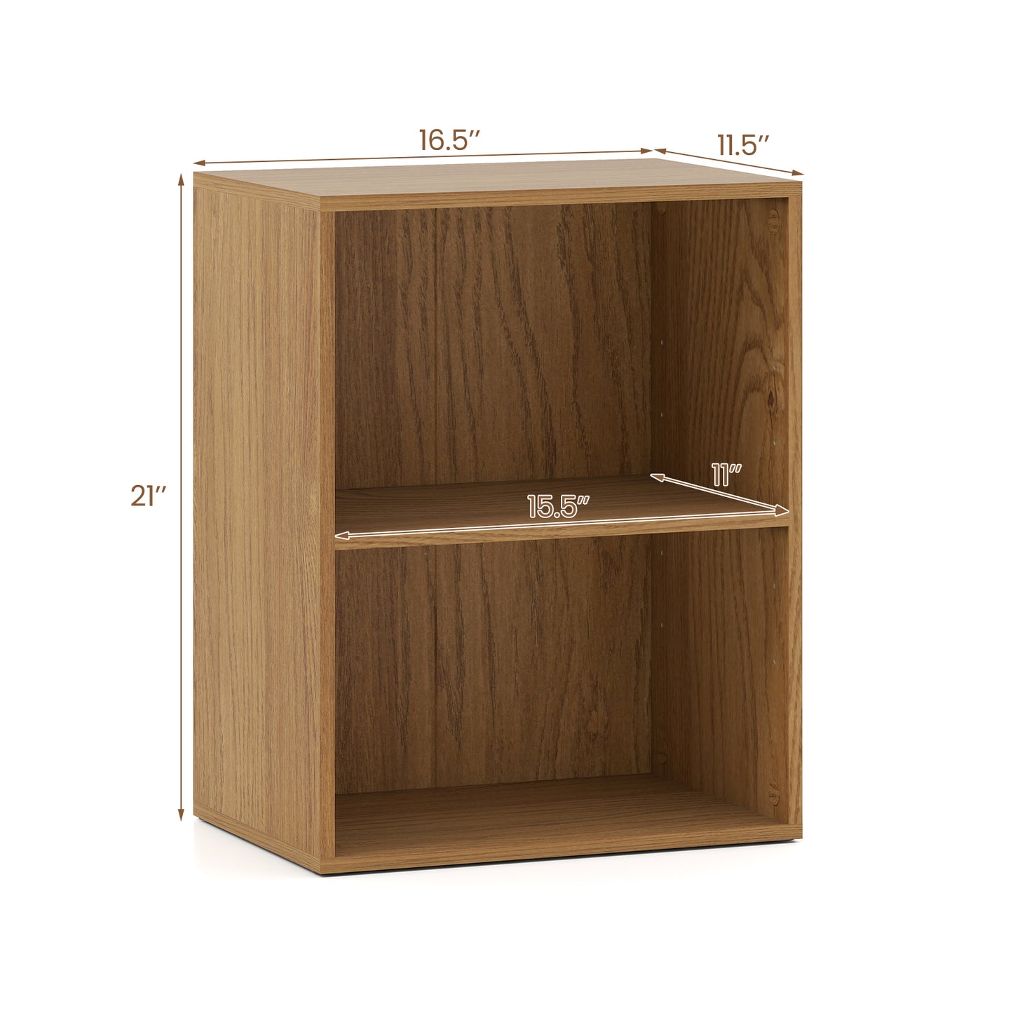2-Cube Bookcase Floor Standing Open Bookshelf with 5-Position Adjustable Shelf, Natural Bookcases at Gallery Canada