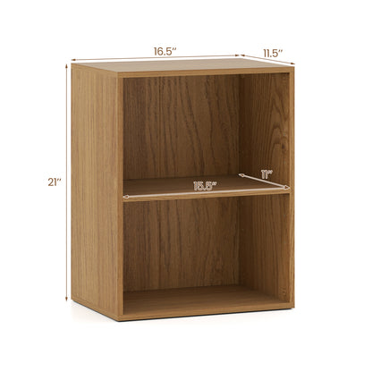 2-Cube Bookcase Floor Standing Open Bookshelf with 5-Position Adjustable Shelf, Natural Bookcases at Gallery Canada