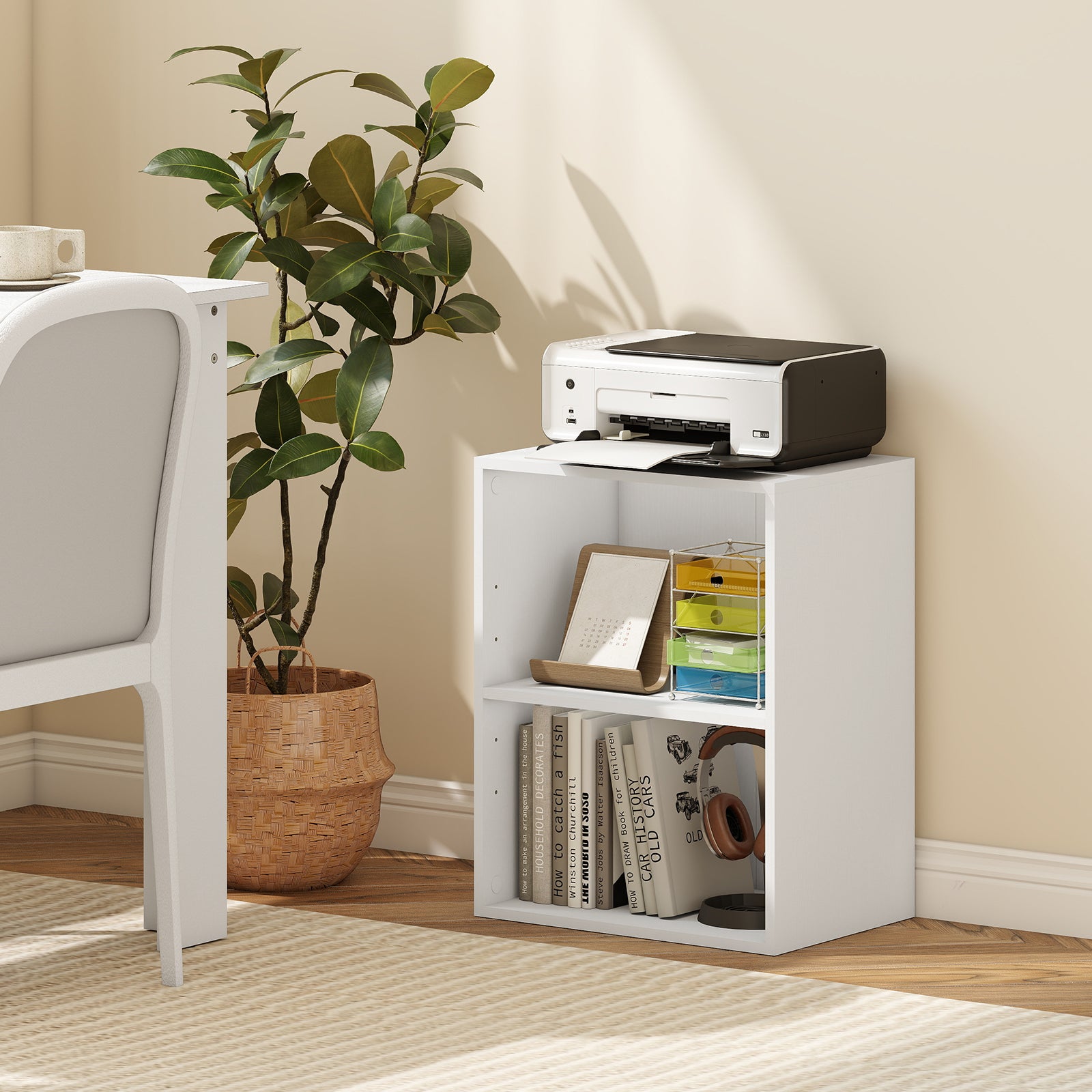 2-Cube Bookcase Floor Standing Open Bookshelf with 5-Position Adjustable Shelf, White Bookcases at Gallery Canada