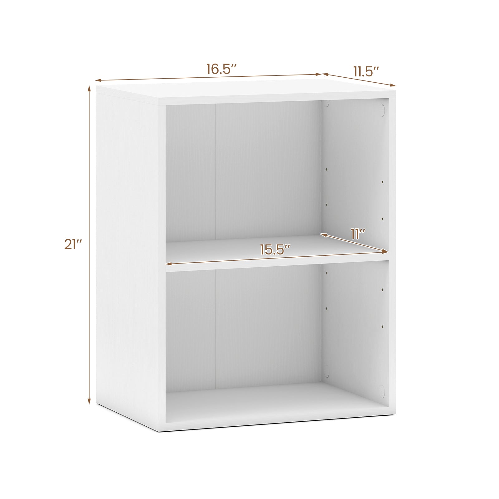 2-Cube Bookcase Floor Standing Open Bookshelf with 5-Position Adjustable Shelf, White Bookcases at Gallery Canada