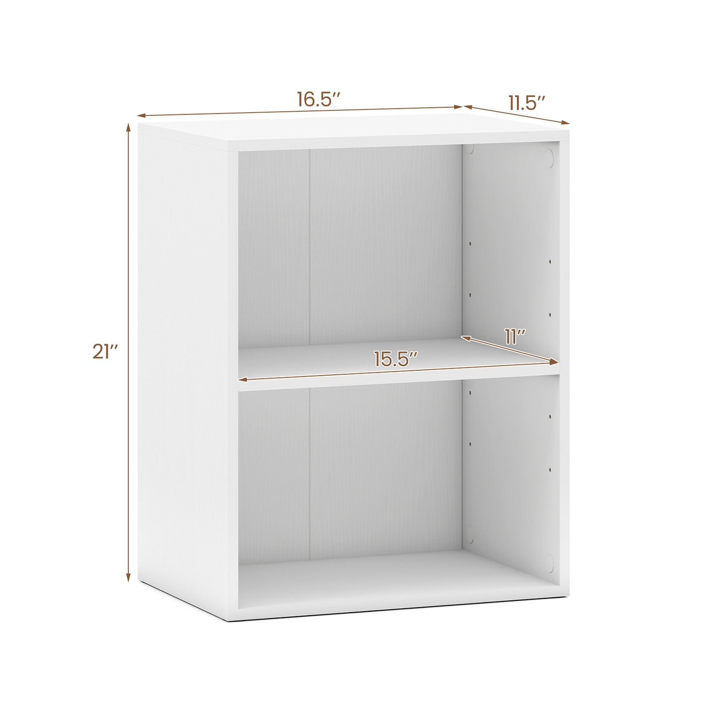 2-Cube Bookcase Floor Standing Open Bookshelf with 5-Position Adjustable Shelf, White Bookcases at Gallery Canada