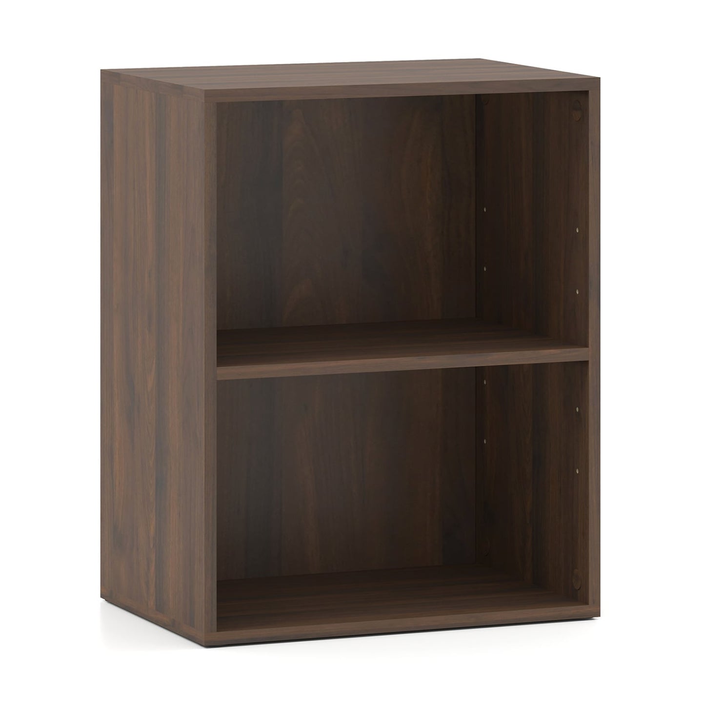2-Cube Bookcase, 5-Position Adjustable Shelf, Dark Walnut