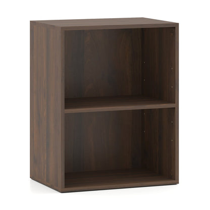 2-Cube Bookcase, 5-Position Adjustable Shelf, Dark Walnut