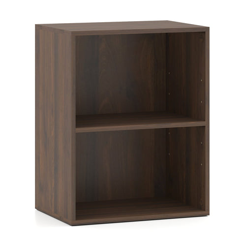 2-Cube Bookcase, 5-Position Adjustable Shelf, Dark Walnut