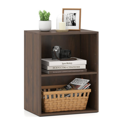 2-Cube Bookcase, 5-Position Adjustable Shelf, Dark Walnut