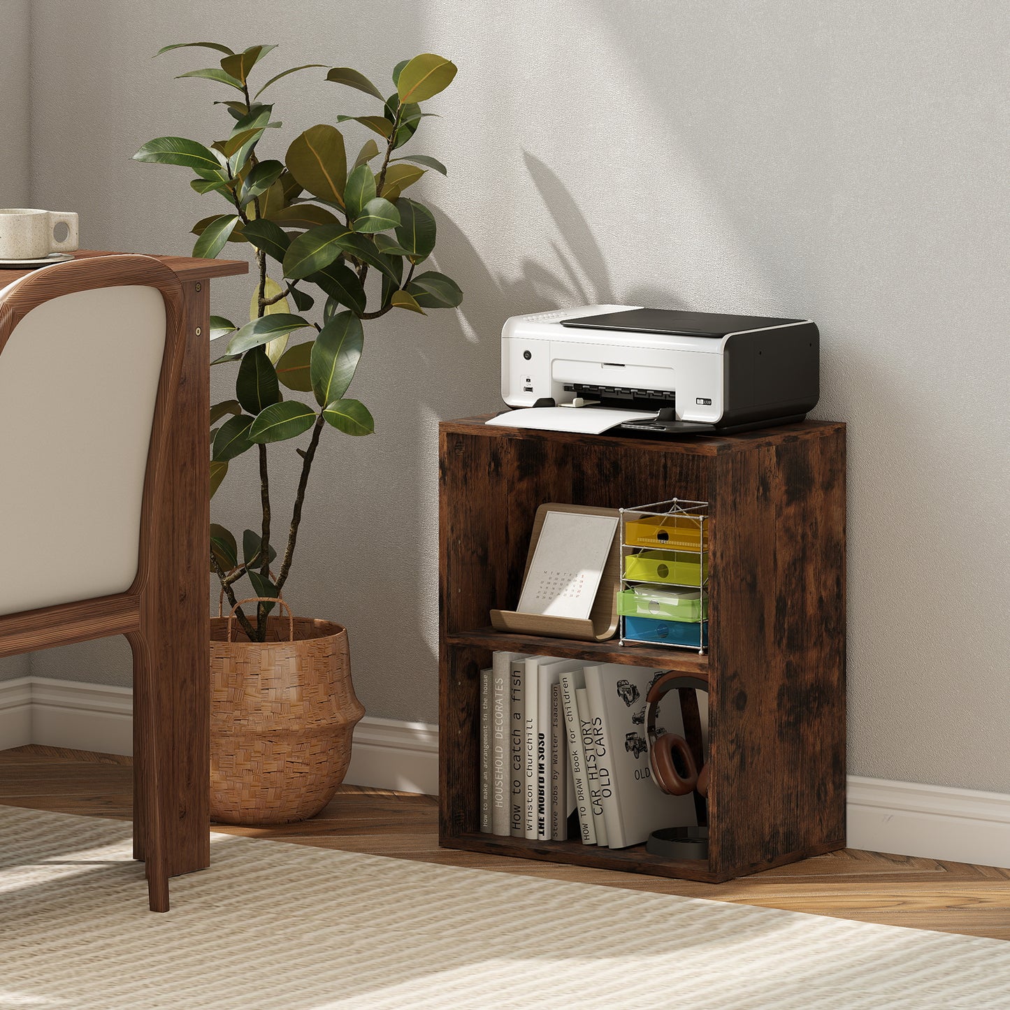 2-Cube Bookcase Set of 2 Floor Standing Open Bookshelf w/ 5-Position Adjustable Shelf, Brown Bookcases at Gallery Canada