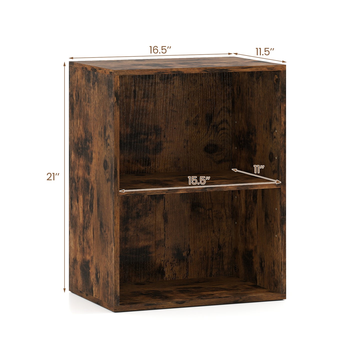 2-Cube Bookcase Set of 2 Floor Standing Open Bookshelf w/ 5-Position Adjustable Shelf, Brown Bookcases at Gallery Canada