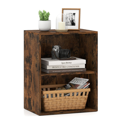 2-Cube Bookcase Set of 2 Floor Standing Open Bookshelf w/ 5-Position Adjustable Shelf, Brown Bookcases at Gallery Canada