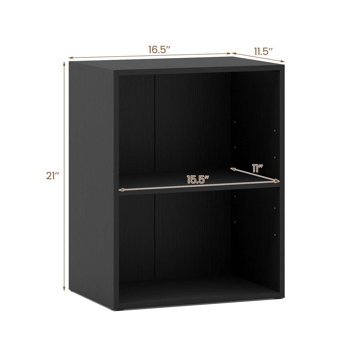 2-Cube Bookcase Set of 2 Floor Standing Open Bookshelf w/ 5-Position Adjustable Shelf, Black Bookcases at Gallery Canada