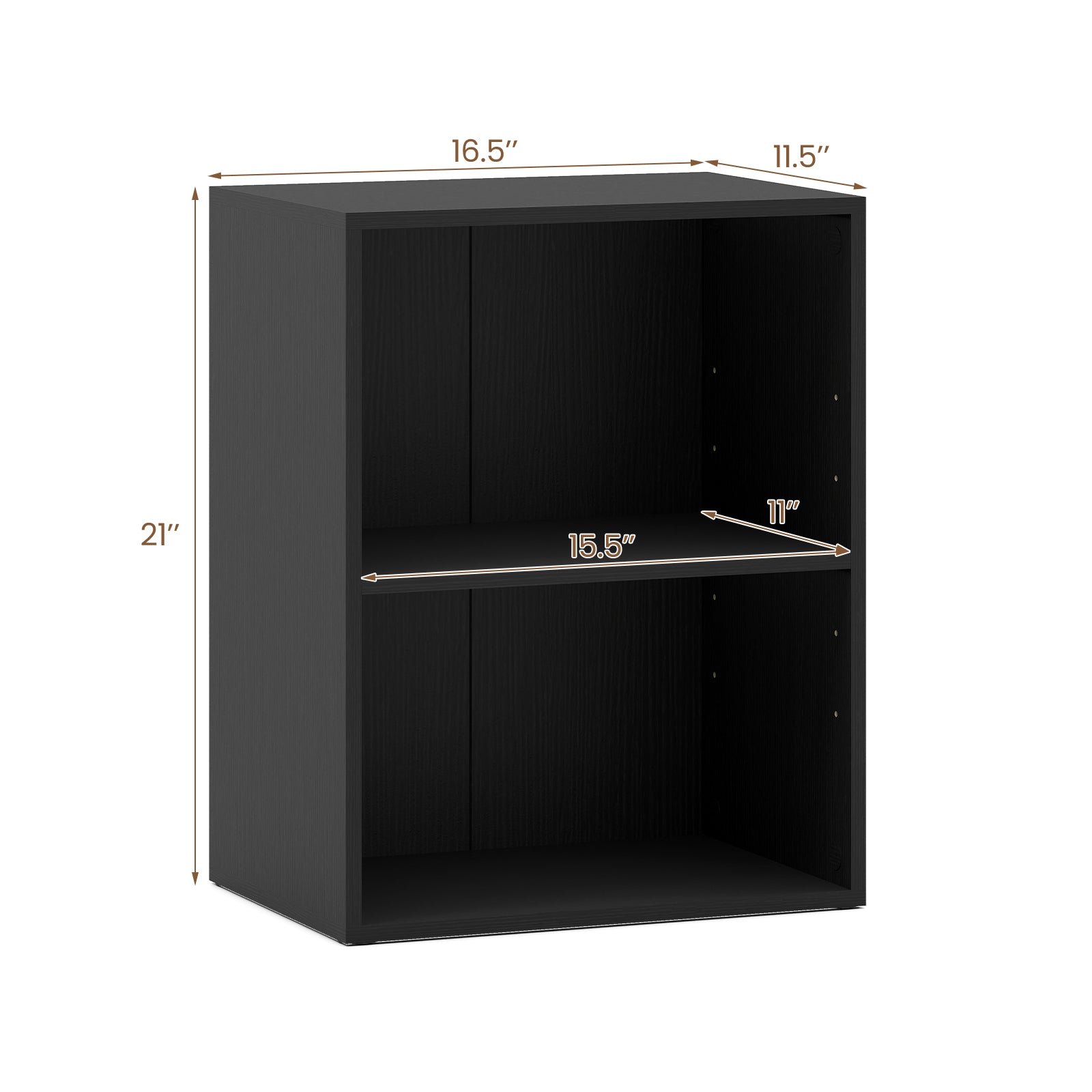 2-Cube Bookcase Set of 2 Floor Standing Open Bookshelf w/ 5-Position Adjustable Shelf, Black Bookcases at Gallery Canada