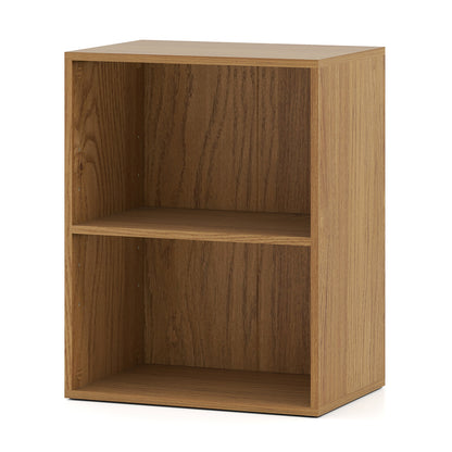 2-Cube Bookcase Set of 2 Floor Standing Open Bookshelf w/ 5-Position Adjustable Shelf, Natural Bookcases at Gallery Canada