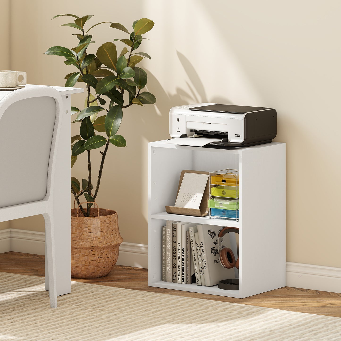 2-Cube Bookcase Set of 2 Floor Standing Open Bookshelf w/ 5-Position Adjustable Shelf, White Bookcases at Gallery Canada
