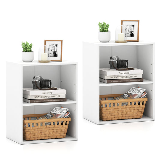 2-Cube Bookcase Set of 2 Floor Standing Open Bookshelf w/ 5-Position Adjustable Shelf, White Bookcases White at Gallery Canada