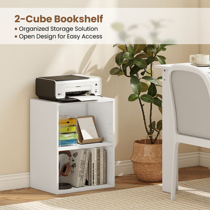 2-Cube Bookcase Set of 2 Floor Standing Open Bookshelf w/ 5-Position Adjustable Shelf, White Bookcases at Gallery Canada