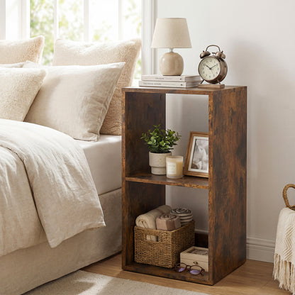 2 Cube Bookshelf with Back Guardrail for Living Room Bedroom, Rustic Brown Bookcases at Gallery Canada