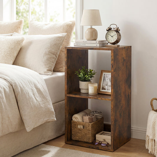 2 Cube Bookshelf with Back Guardrail for Living Room Bedroom, Rustic Brown Bookcases Rustic Brown at Gallery Canada