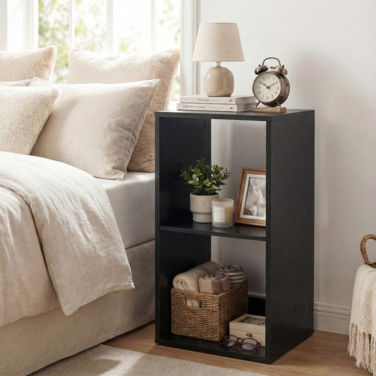 2 Cube Bookshelf With Back Guardrail, Black Bookcases Black at Gallery Canada