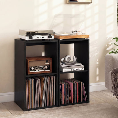 2 Cube Bookshelf With Back Guardrail, Black