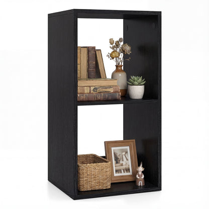 2 Cube Bookshelf With Back Guardrail, Black