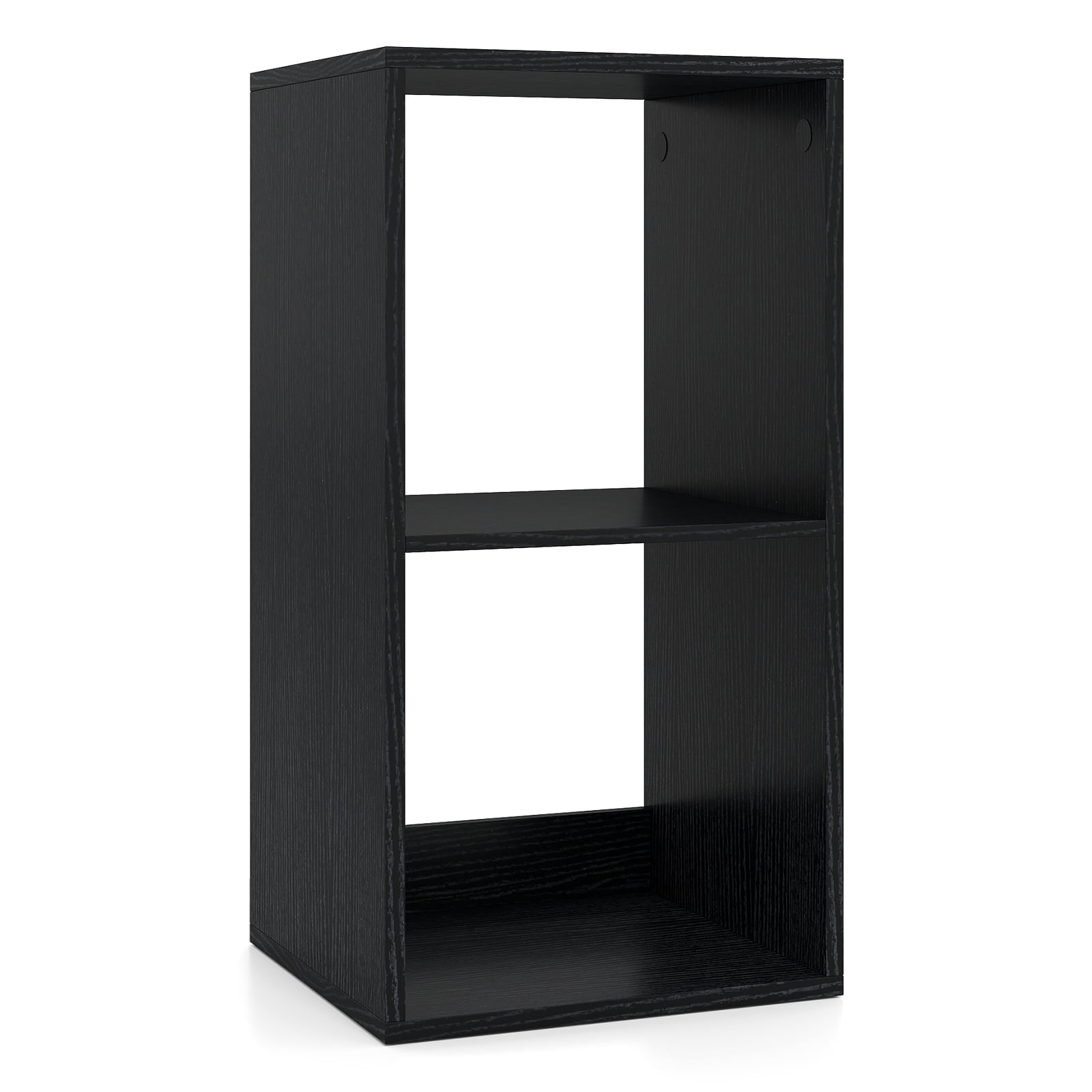 2 Cube Bookshelf With Back Guardrail, Black
