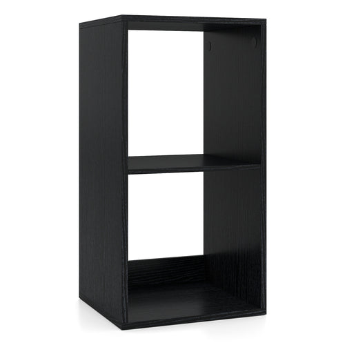 2 Cube Bookshelf With Back Guardrail, Black