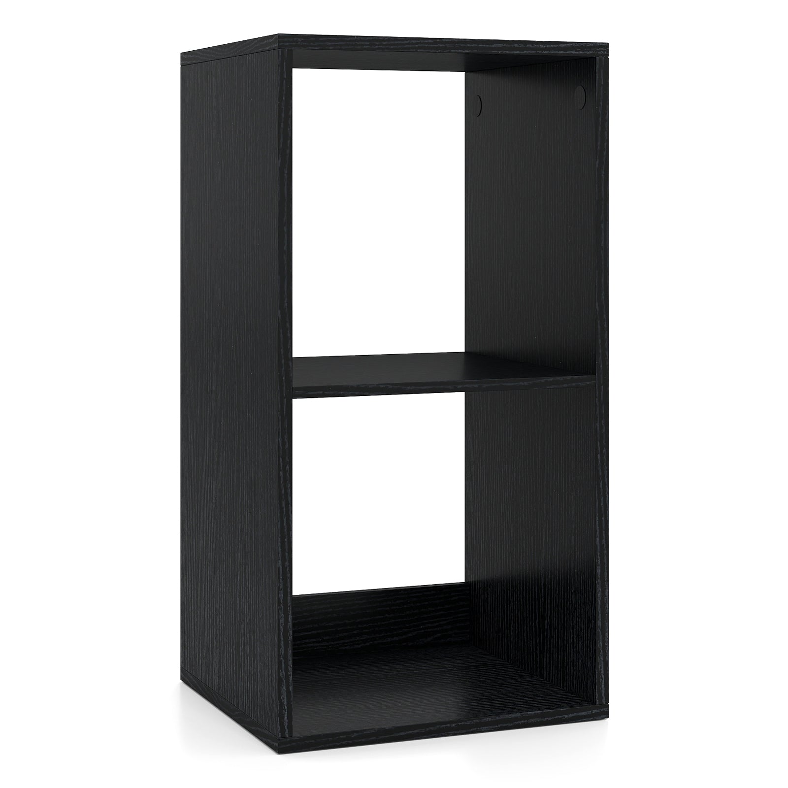 2 Cube Bookshelf With Back Guardrail, Black Bookcases at Gallery Canada