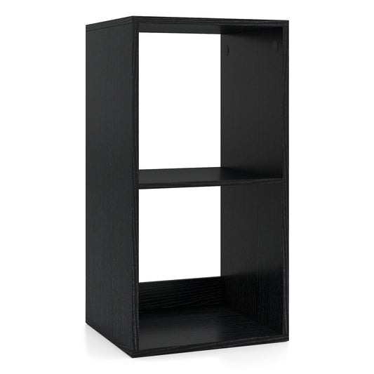 2 Cube Bookshelf With Back Guardrail, Black Bookcases Black at Gallery Canada