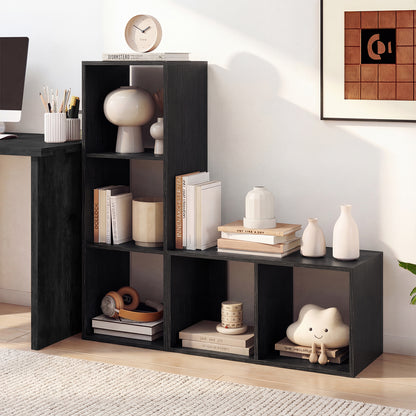 2 Cube Bookshelf With Back Guardrail, Black
