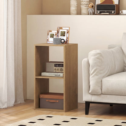 2 Cube Bookshelf with Back Guardrail for Living Room Bedroom, Natural Bookcases at Gallery Canada