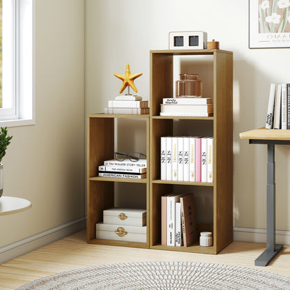 2 Cube Bookshelf with Back Guardrail for Living Room Bedroom, Natural Bookcases at Gallery Canada