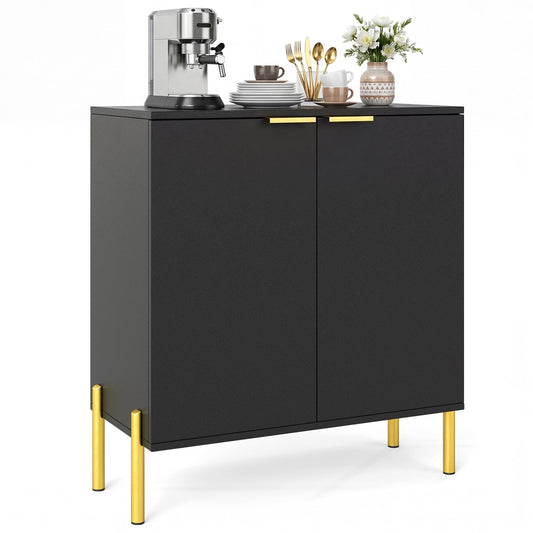 2-Door Buffet Cabinet With Shelf, Metal Legs, Black Sideboards Cabinets & Buffets Black at Gallery Canada