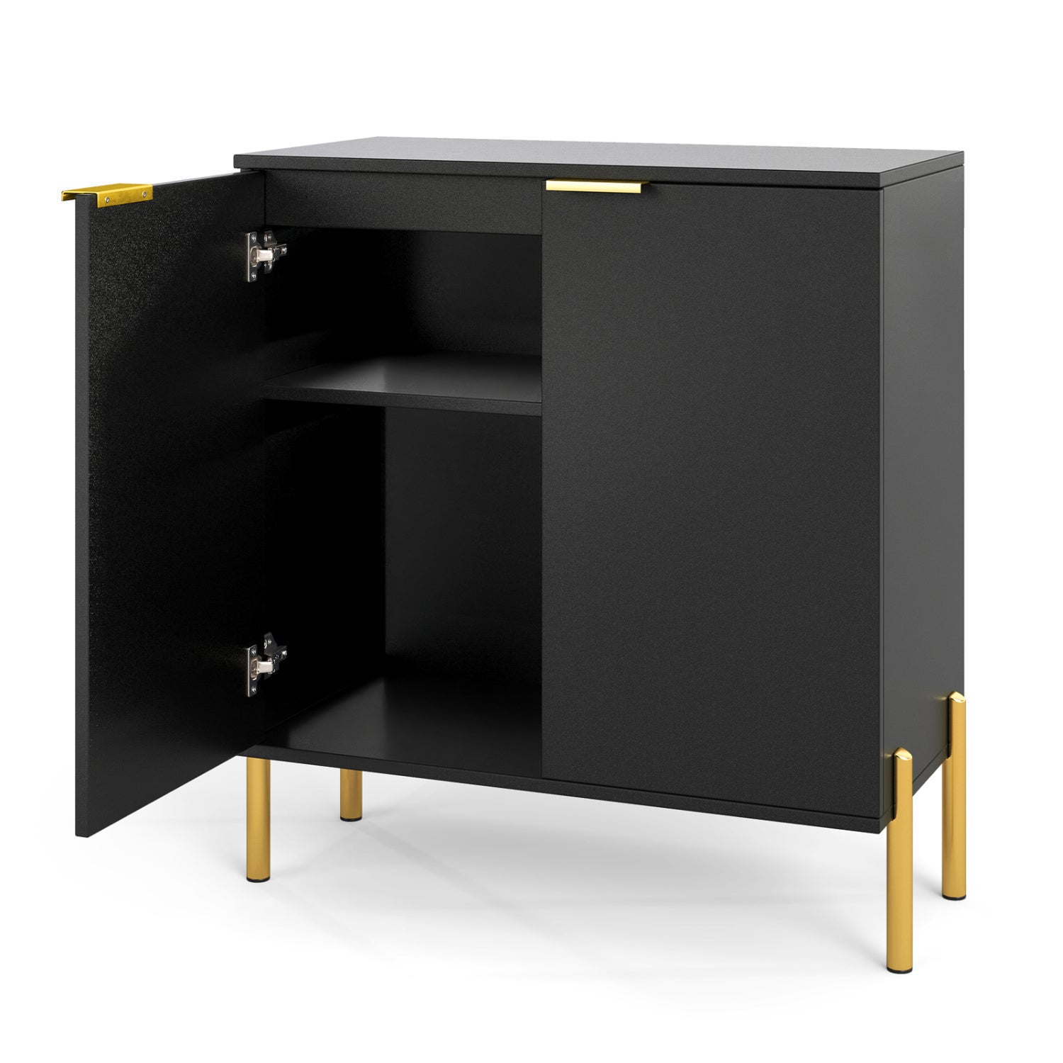 2-Door Buffet Cabinet With Shelf, Metal Legs, Black Sideboards Cabinets & Buffets at Gallery Canada