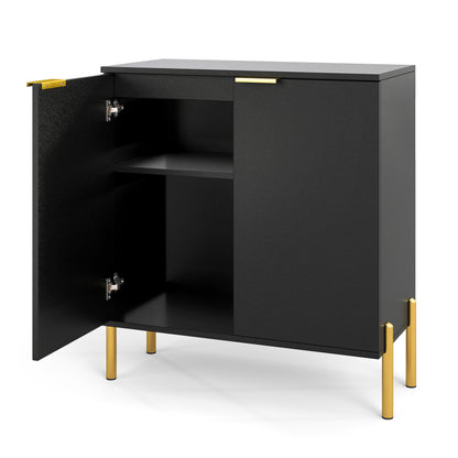 2-Door Buffet Cabinet With Shelf, Metal Legs, Black Sideboards Cabinets & Buffets at Gallery Canada