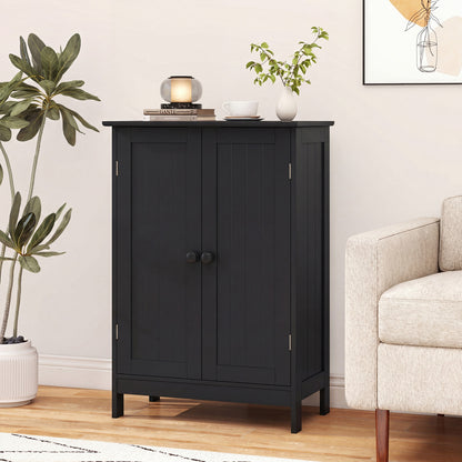 2-Door Freee-Standing Bathroom Cabinet with Shelf, Black Floor Cabinets at Gallery Canada