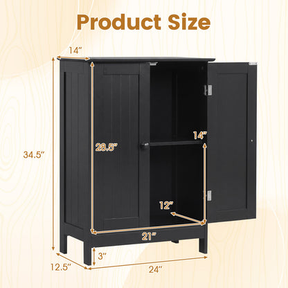 2-Door Freee-Standing Bathroom Cabinet with Shelf, Black Floor Cabinets at Gallery Canada