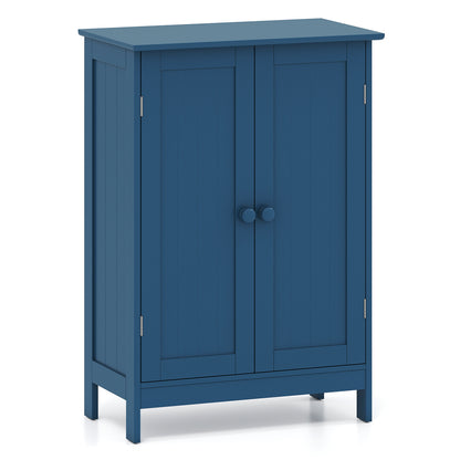 2-Door Freestanding Wooden Bathroom Cabinet, Adjustable Shelf, Blue Floor Cabinets at Gallery Canada