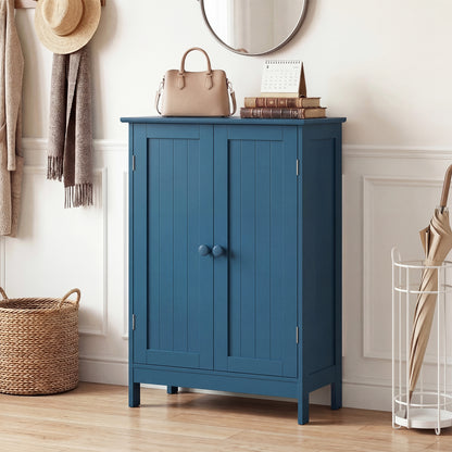 2-Door Freestanding Wooden Bathroom Cabinet, Adjustable Shelf, Blue Floor Cabinets at Gallery Canada