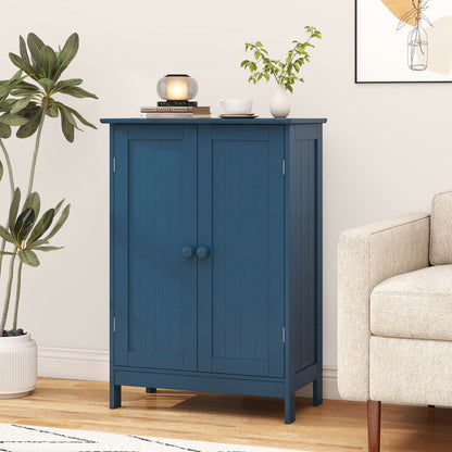 2-Door Freestanding Wooden Bathroom Cabinet, Adjustable Shelf, Blue Floor Cabinets at Gallery Canada