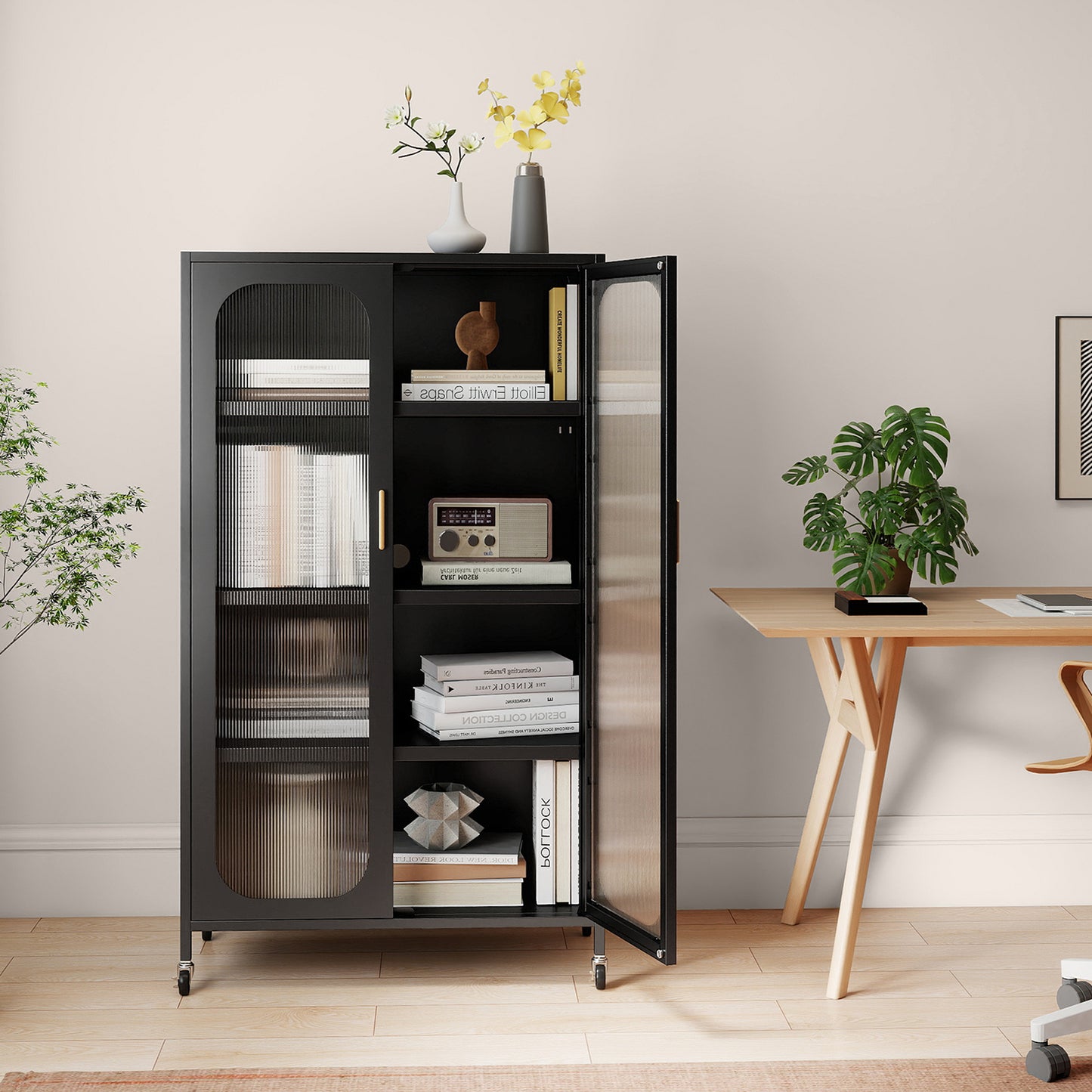 2-Door Metal Storage Cabinet 5-Tier with Adjustable Shelves, Black Sideboards Cabinets & Buffets at Gallery Canada