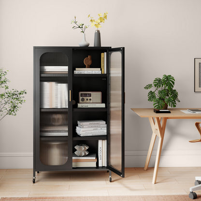 2-Door Metal Storage Cabinet 5-Tier with Adjustable Shelves, Black Sideboards Cabinets & Buffets at Gallery Canada