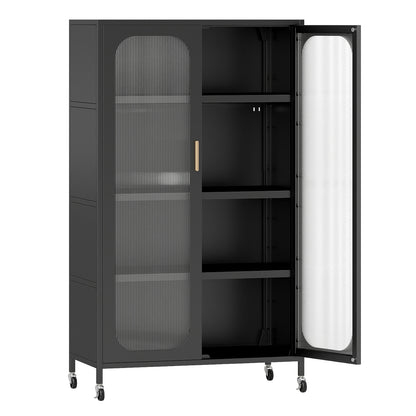 2-Door Metal Storage Cabinet 5-Tier with Adjustable Shelves, Black Sideboards Cabinets & Buffets at Gallery Canada