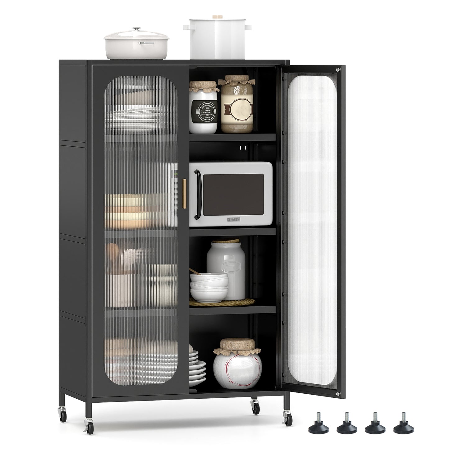 2-Door Metal Storage Cabinet 5-Tier with Adjustable Shelves, Black Sideboards Cabinets & Buffets at Gallery Canada