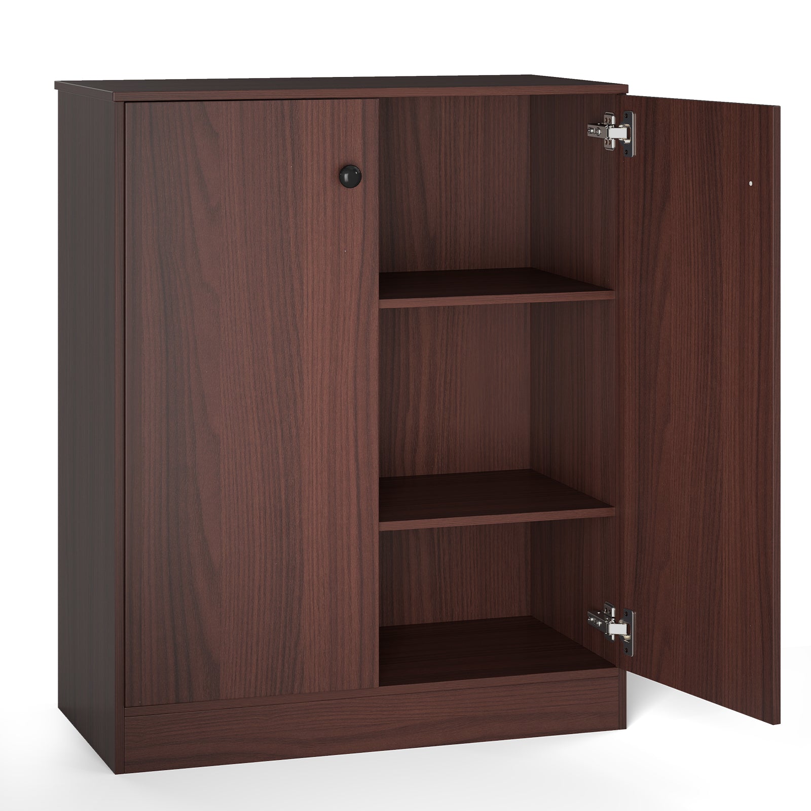 2-Door Modern Floor Storage Cabinet, 3-Tier Shelf, Brown Cabinets & Chests at Gallery Canada