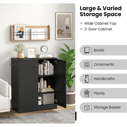 2-Door Modern Floor Cabinet, 3-Tier Shelf, Black Cabinets & Chests at Gallery Canada