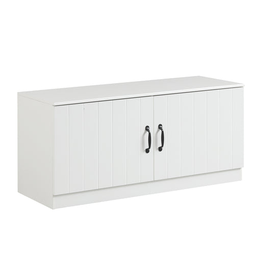 2-Door Shoe Storage Cabinet, Adjustable Shelves, White