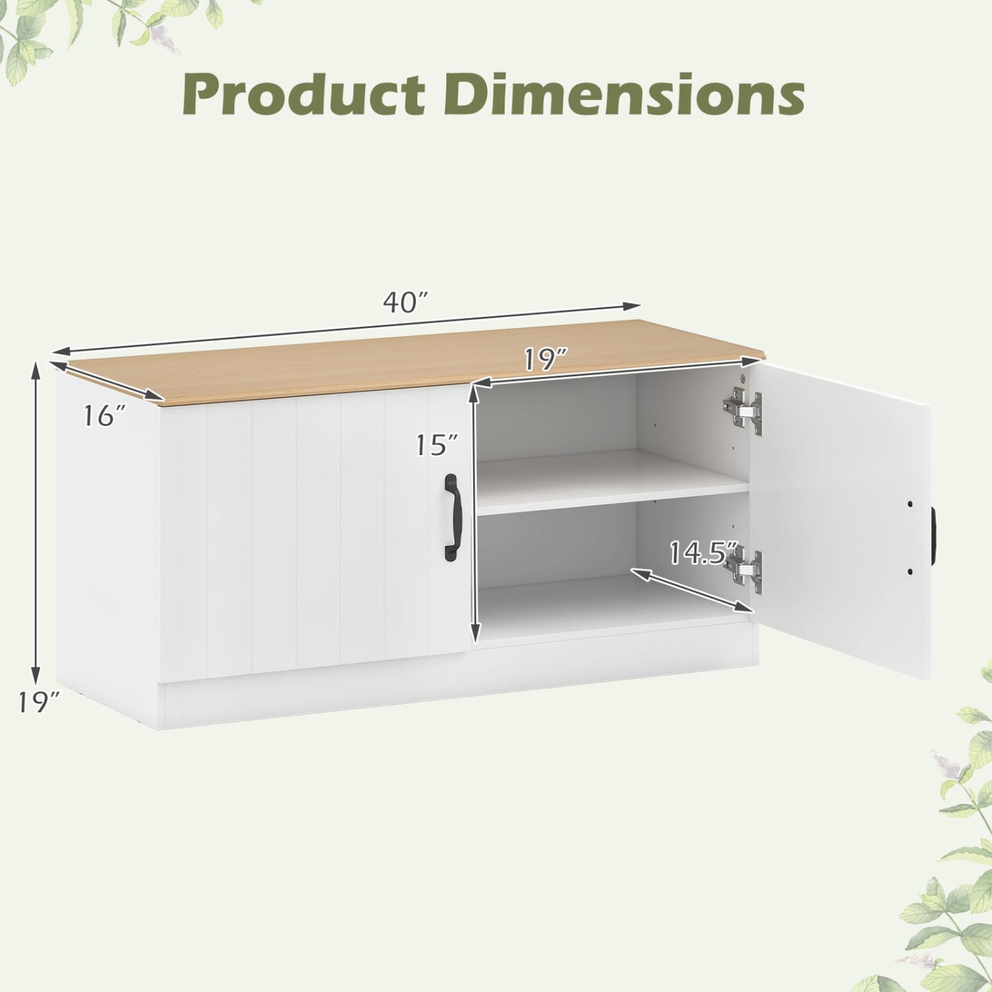 2-Door Shoe Storage Cabinet, Adjustable Shelves, Natural Shoe Racks & Storage Benches at Gallery Canada