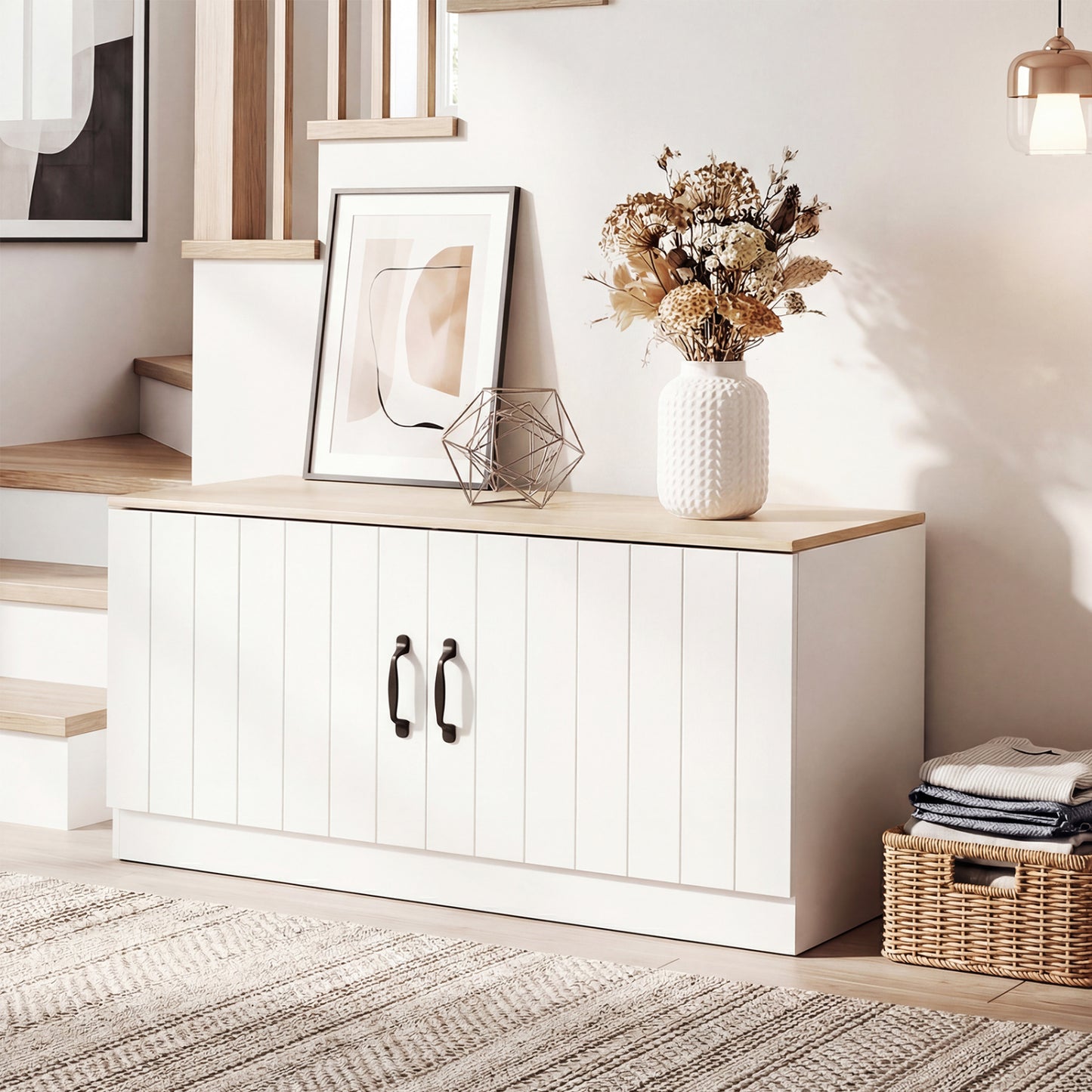 2-Door Shoe Storage Cabinet, Adjustable Shelves, Natural Shoe Racks & Storage Benches at Gallery Canada
