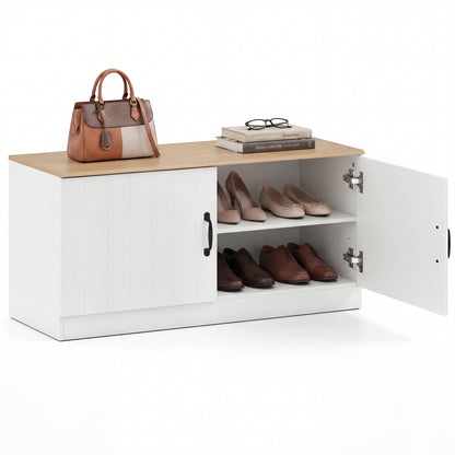 2-Door Shoe Storage Cabinet, Adjustable Shelves, Natural Shoe Racks & Storage Benches Natural at Gallery Canada