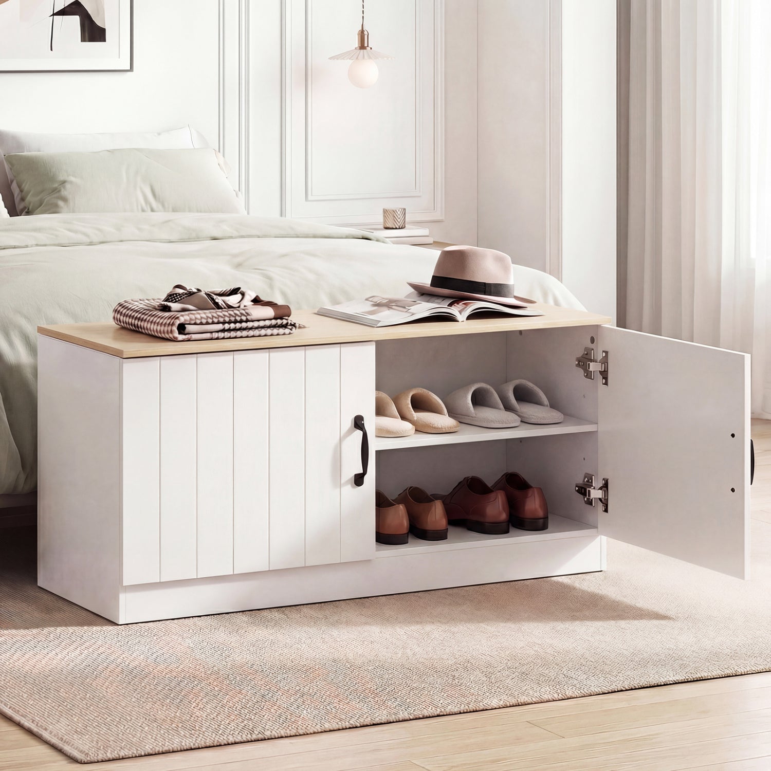 2-Door Shoe Storage Cabinet, Adjustable Shelves, Natural Shoe Racks & Storage Benches at Gallery Canada
